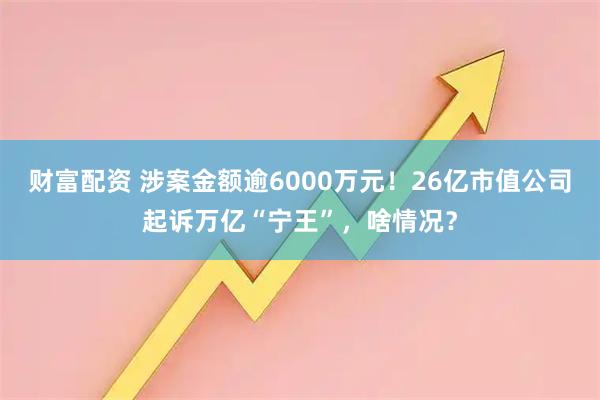 财富配资 涉案金额逾6000万元!26亿市值公司起诉万亿“宁王”,啥情况?